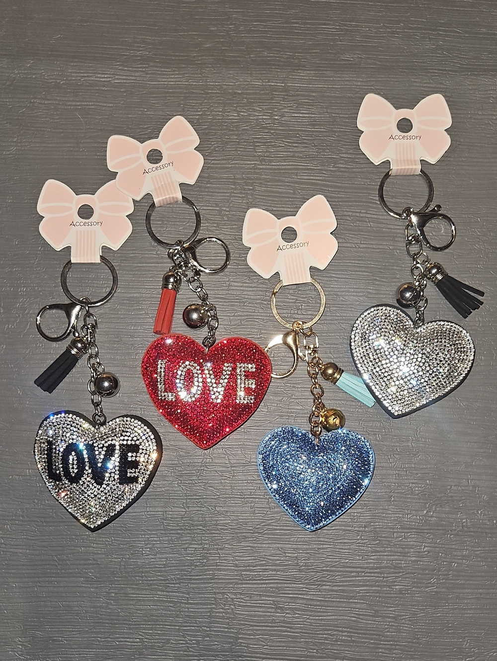 Rhinestone Heart Keychain Nwt